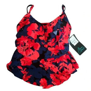 NWT Aqua Green Tiered Flowy Floral Swim Tankini M